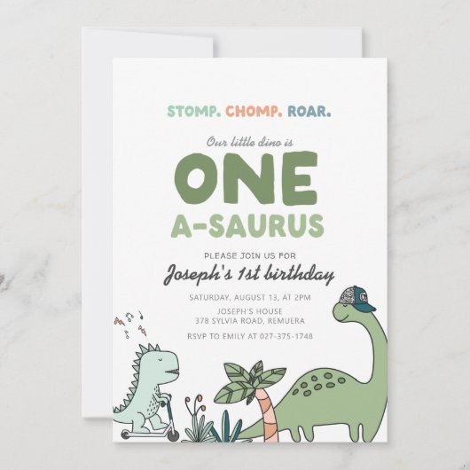 One-a-saurus Birthday Party Invitation Einladung (Vorderseite)