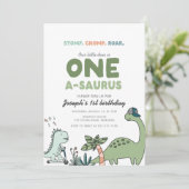 One-a-saurus Birthday Party Invitation Einladung (Stehend Vorderseite)