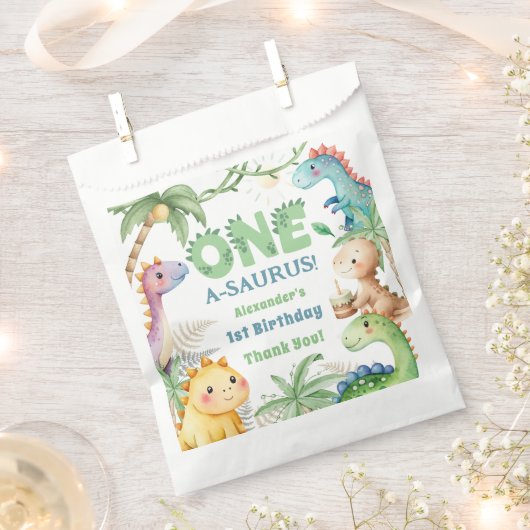 One A-Saurus Boy Dinosaur 1. Geburtstag Geschenktütchen (Ausgeschnitten)