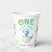 One A-Saurus Boy Dinosaur 1. Geburtstag Pappbecher (Rückseite)