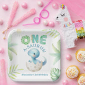 One A-Saurus Boy Dinosaur 1. Geburtstag Pappteller (Party)