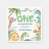 One A-Saurus Boy Dinosaur 1. Geburtstag Serviette (Vorderseite)