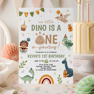 ONE-a-saurus Dino 1. Geburtstagseinladung Einladung