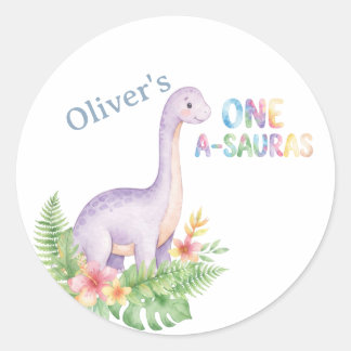 One-a-Saurus-Dinosaur 1. Geburtstag Geschenkaufkle Runder Aufkleber