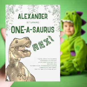 One-A-Saurus Dinosaur 1. Geburtstagsfeier Einladung