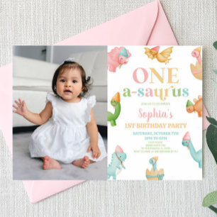 One A-Saurus Dinosaur 1. Geburtstagsparty Einladung