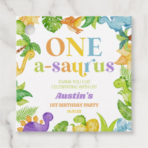One A-Saurus Dinosaur 1. Geburtstagsparty Geschenkanhänger