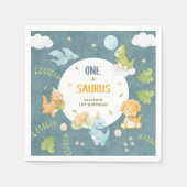 One-A-Saurus Dinosaur 1st Birthday Party Serviette (Vorderseite)