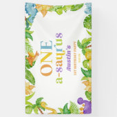 One A-Saurus Dinosaur 1st First Birthday Party Banner (Vertikal)