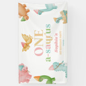 One A-Saurus Dinosaur 1st First Birthday Party Banner (Vertikal)