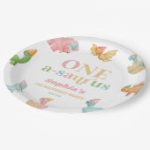 One A-Saurus Dinosaur 1st First Birthday Party Pappteller (Schrägansicht)