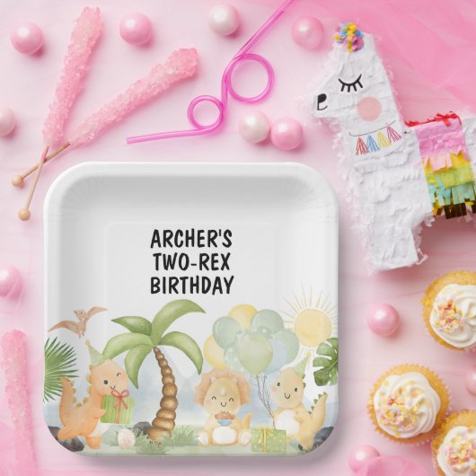 One A-Saurus Dinosaur Birthday Pappteller (Party)