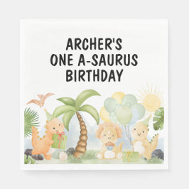 One A-Saurus Dinosaur Birthday Serviette