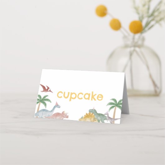 One A Saurus Dinosaur Boy Birthday Food Tent Card Platzkarte (Vorderseite)