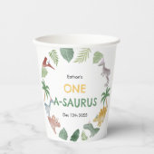 One A Saurus Dinosaur Boy Birthday Paper Cups Pappbecher (Vorderseite)