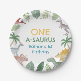 One A Saurus Dinosaur Boy Birthday Paper Plates Pappteller