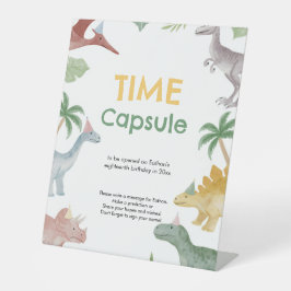 One A Saurus Dinosaur Boy Birthday Time Capsule  Sockelschild