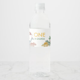 One A Saurus Dinosaur Boy Birthday  Wasserflaschenetikett