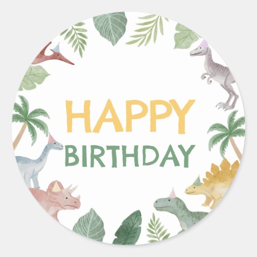 One A Saurus Dinosaur Boy Square Runder Aufkleber (Vorderseite)