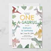 One A Saurus Dinosaur First Birthday Invitation Einladung (Vorderseite)