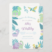 One-A-Saurus Dinosaur Geburtstag Einladung (Vorne/Hinten)