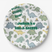 ONE-A-SAURUS Dinosaur Pattern Paper Plates Pappteller (Vorderseite)