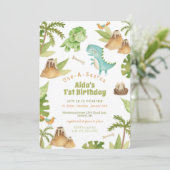 One-A-Saurus-Dinosaurier - Einladung zum Geburtsta (Stehend Vorderseite)