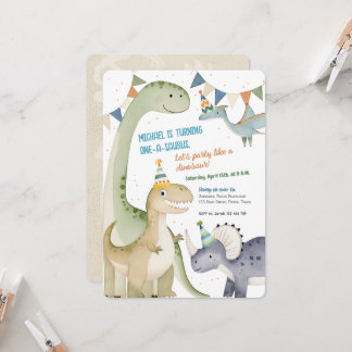 One a saurus Niedlich Boy 1. Geburtstag Dinosaurie Einladung