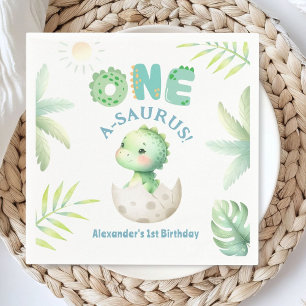 One A-Saurus Niedlich Dino Boy Dinosaur 1. Geburts Serviette