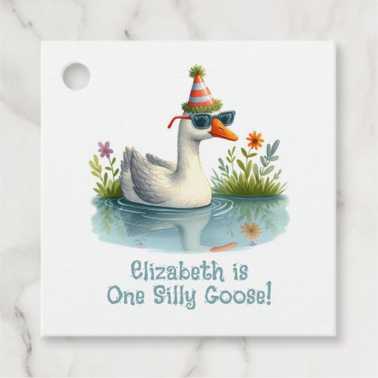 "One Albern Goose" Erste Geburtstagsparty Geschenkanhänger (Vorderseite)