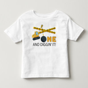 One and Diggin’ It Construction Birthday Kleinkind T-shirt