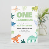One-Asaurus Dinosaur Erster Geburtstag Einladung (Stehend Vorderseite)