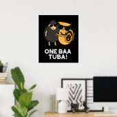 One Baa Tuba Funny Music Sheep Pub Dark BG Poster (Heimbüro)