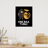 One Baa Tuba Funny Music Sheep Pub Dark BG Poster (Küche)