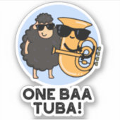 One Baa Tuba Funny Music Sheep Puff Aufkleber (Vorderseite)
