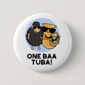 One Baa Tuba Funny Music Sheep Puff Button (Vorderseite)