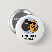 One Baa Tuba Funny Music Sheep Puff Button (Vorne & Hinten)
