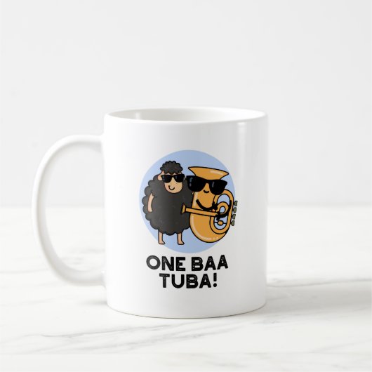 One Baa Tuba Funny Music Sheep Puff Kaffeetasse (Links)