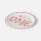 ONE Balloon, First Birthday Girl PARTY PLATE Pappteller (Schrägansicht)