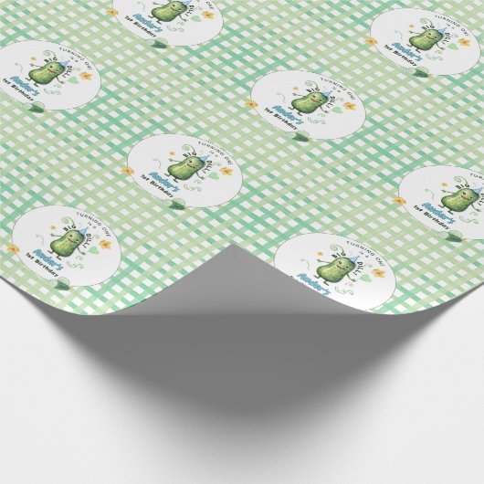 One Big Dill Pickle First Birthday Blue Geschenkpapier (Ecke)