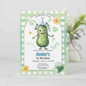 One Big Dill Pickle First Birthday Blue Invitation Einladung (Stehend Vorderseite)