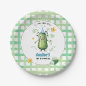 One Big Dill Pickle First Birthday Blue Pappteller (Vorderseite)