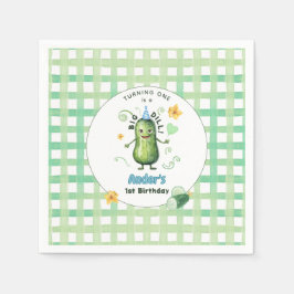 One Big Dill Pickle First Birthday Blue Serviette