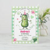 One Big Dill Pickle First Birthday Pink Einladung (Stehend Vorderseite)