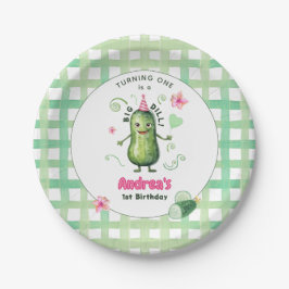 One Big Dill Pickle First Birthday Pink Pappteller