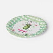 One Big Dill Pickle First Birthday Pink Pappteller (Schrägansicht)