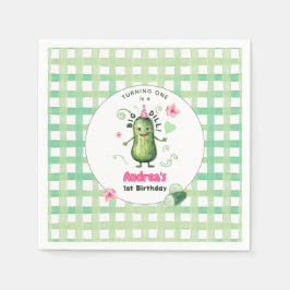 One Big Dill Pickle First Birthday Pink Serviette