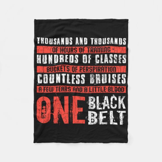 One Black Belt Funny Martial Arts Karate Taekwondo Fleecedecke (Vorderseite)