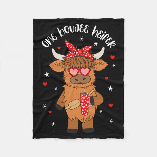 One Boujee Heifer Cow Tumbler Happy Valentines Day Fleecedecke (Vorderseite)