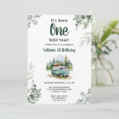 One Camper 1. Geburtstag Camping Einladung (Stehend Vorderseite)